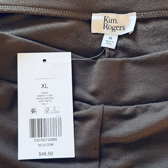 Kim Rogers Pull-on High Rise Wide Leg Pants in Ranch Brown (1X) New with Tag - Picture 5 of 7